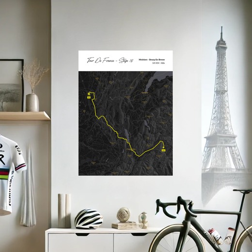 2023 Tour de France Stage 18 Poster - Route Map 8