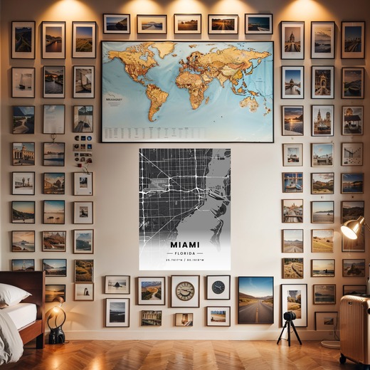 Miami in Dark Poster - Street Map 8