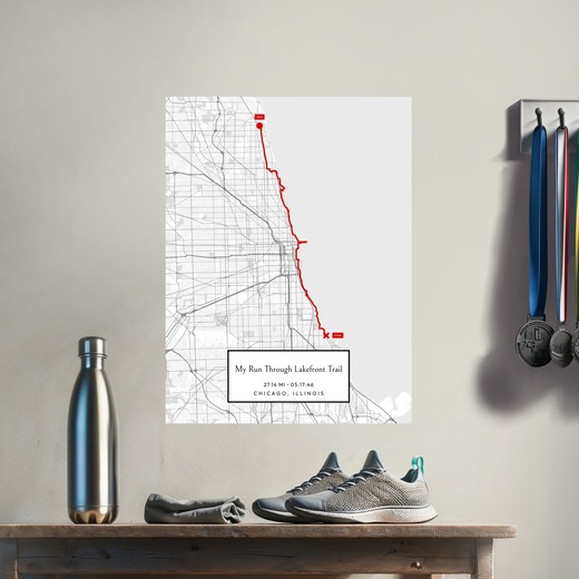 My Run Through Lakefront Trail Poster - Route Map 8
