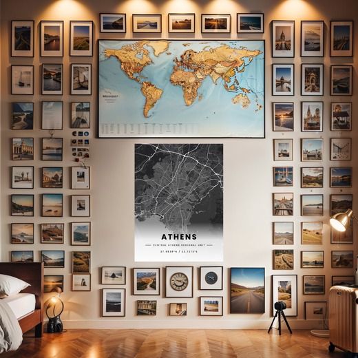 Athens in Dark Poster - Street Map 8