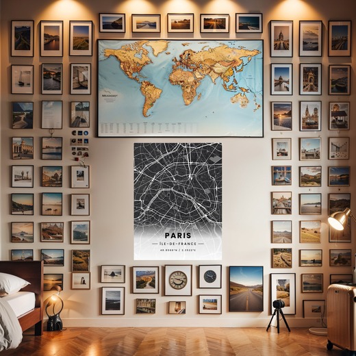 Paris in Dark Poster - Street Map 8