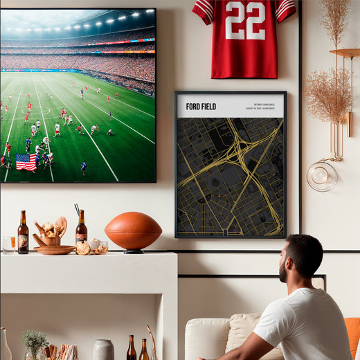 Detroit Lions Stadium Poster - Street Map 8