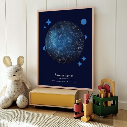 Newborn Baby Poster in Starry - Celestial Map 8