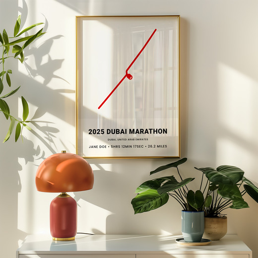 Minimalist 2025 Dubai Marathon Poster - Route Map 8