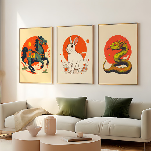 Rabbit in Vibrant Grunge Print - Custom Chinese Zodiac Poster 8