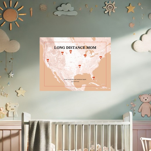 Long Distance Mom Poster - Terrain Map 8