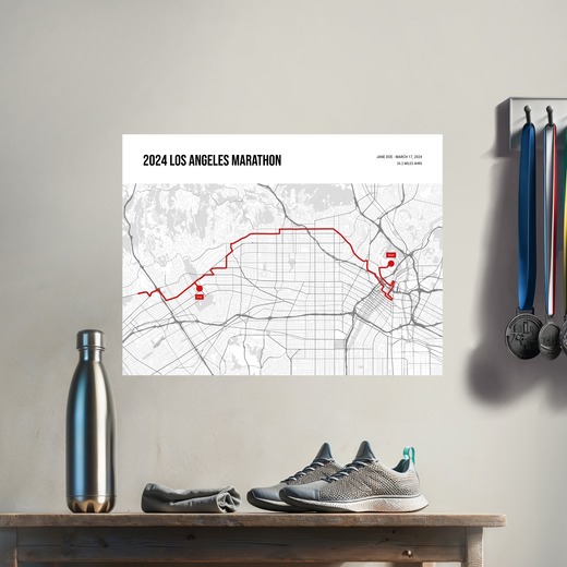 2024 Los Angeles Marathon Poster - Route Map 8
