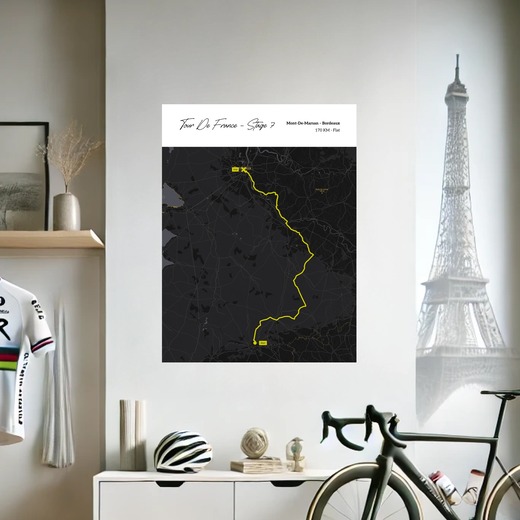 2023 Tour de France Stage 7 Poster - Route Map 8