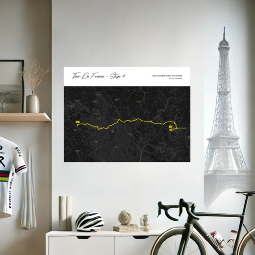 2023 Tour de France Stage 9 Poster - Route Map 8