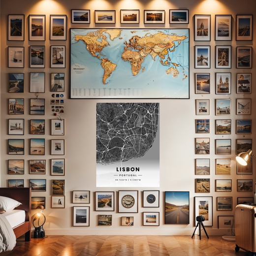 Lisbon in Dark Poster - Street Map 8