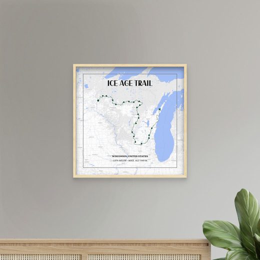 Ice Age Trail Hiking Trip Poster - Route Map 9