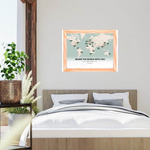 Around the World Custom Map - Framed Cork Pin Board 8