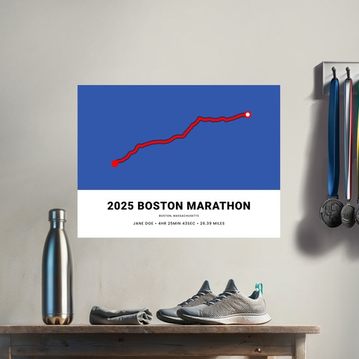 Minimalist 2025 Boston Marathon Poster - Route Map 8