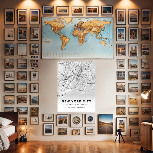 New York City in Light Poster - Street Map 8