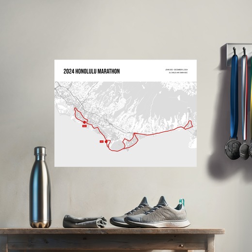 2024 Honolulu Marathon Poster - Route Map 8