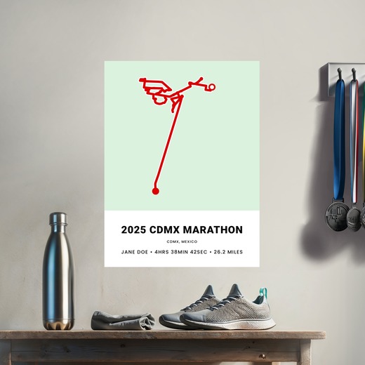 Minimalist 2025 Mexico CIty Marathon Poster - Route Map 8