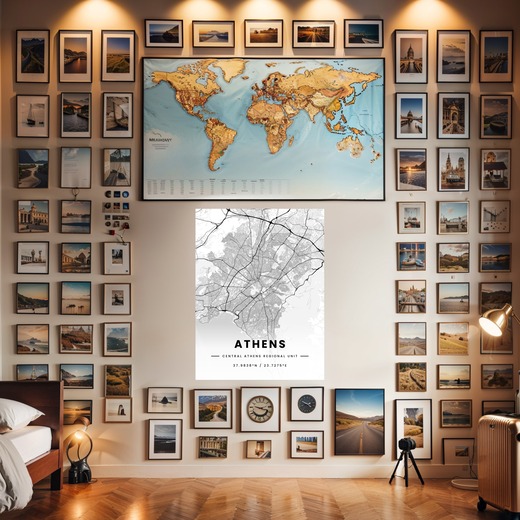 Athens in Light Poster - Street Map 8