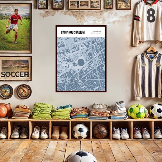 Camp Nou Stadium Poster - Street Map 8