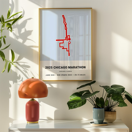 Minimalist 2025 Chicago Marathon Poster - Route Map 7