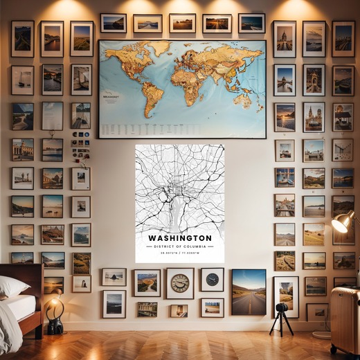 Washington D.C. in Light Poster - Street Map 7