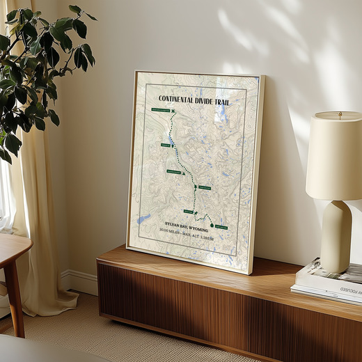 Continental Divide Trail Hiking Trip Poster - Route Map 7