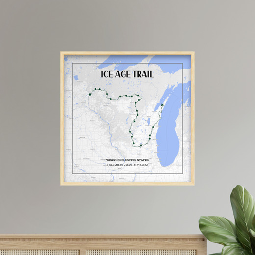 Ice Age Trail Hiking Trip Poster - Route Map 7